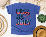 USA 4th Of July Grey graphic tee in Flo Blue