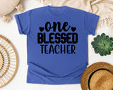 One Blessed Teacher Bold graphic tee in Flo Blue