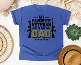 My Favorite Veteran Is My Dad Black graphic tee in Flo Blue