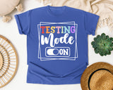Testing Mode On graphic tee in Flo Blue