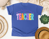 Teacher Helping Tiny Humans Do Big Things graphic tee in Flo Blue