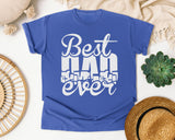 Best Dad Ever White 5 graphic tee in Flo Blue