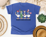 Patriotic Goose On The Loose graphic tee in Flo Blue