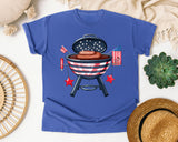 Patriotic BBQ Grill graphic tee in Flo Blue