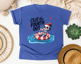 Chill The Fourth Out Grey 3 graphic tee in Flo Blue