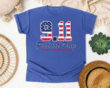 Patriot Day We Will Never Forget Navy graphic tee in Flo Blue