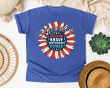 American Freedom Brave Independence Power graphic tee in Flo Blue