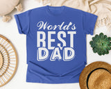 World's Best Dad White graphic tee in Flo Blue