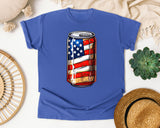American Flag Soda Can graphic tee in Flo Blue