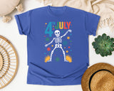 4th July Grey graphic tee in Flo Blue