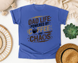 Dad Life Powered By Coffee And Chaos Grey graphic tee in Flo Blue