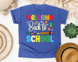 Welcome Back To School Pencils graphic tee in Flo Blue