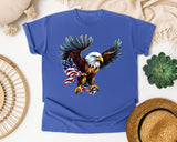 Bald Eagle With Flag graphic tee in Flo Blue