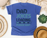Dad Jokes Loading Please Wait Grey graphic tee in Flo Blue