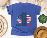 Never Forget White 2 graphic tee in Flo Blue