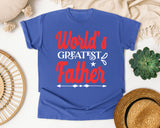 World's Greatest Father Red graphic tee in Flo Blue