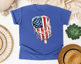 Dripping Flag Popsicle graphic tee in Flo Blue