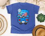Patriotic Blue Truck graphic tee in Flo Blue