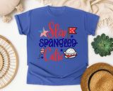 Star Spangled Cutie Red graphic tee in Flo Blue