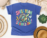 Shell Yeah Schools Out Turtle graphic tee in Flo Blue