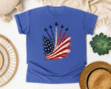 American Flag Firework Burst graphic tee in Flo Blue