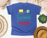 Classroom Cutie Laptop graphic tee in Flo Blue