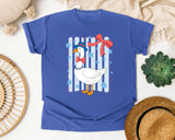 Patriotic Goose Bow graphic tee in Flo Blue