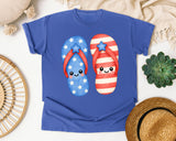Patriotic Flip Flops graphic tee in Flo Blue