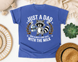 Just A Dad Who Always Came Back With The Milk Grey graphic tee in Flo Blue