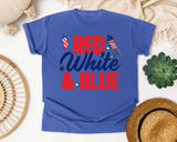 Red White And Blue graphic tee in Flo Blue