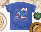 Land Of The Free Home Of The Brave graphic tee in Flo Blue