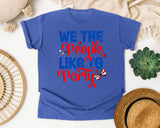 We The People Like To Party Blue graphic tee in Flo Blue