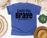 Only The Brave Teach Script graphic tee in Flo Blue