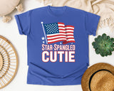 Star Spangled Cutie White 2 graphic tee in Flo Blue