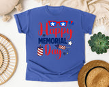 Happy Memorial Day Red graphic tee in Flo Blue
