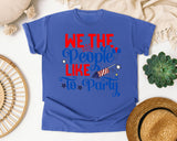 We The People Like To Party Blue 2 graphic tee in Flo Blue