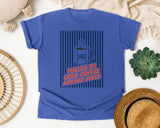 Fueled By Cold Coffee And Dad Jokes graphic tee in Flo Blue