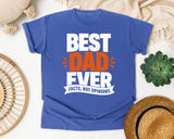 Best Dad Ever Facts Not Opinions White graphic tee in Flo Blue
