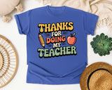 Thanks For Being My Teacher White graphic tee in Flo Blue