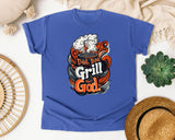 Dad Bod Grill God Brown graphic tee in Flo Blue