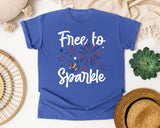 Free To Sparkle White graphic tee in Flo Blue