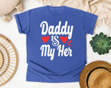 Daddy Is My Hero White 5 graphic tee in Flo Blue