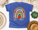 First Grade Rainbow graphic tee in Flo Blue