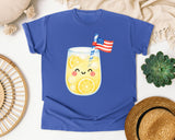 Lemonade With Flag graphic tee in Flo Blue
