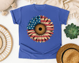 American Flag Sunflower graphic tee in Flo Blue