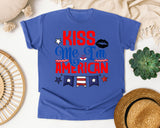 Kiss Me I'm American graphic tee in Flo Blue