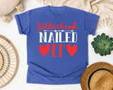 Fatherhood Nailed It White 2 graphic tee in Flo Blue