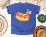 Hot Dog With Flag graphic tee in Flo Blue