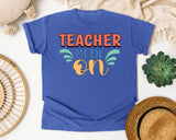 Teacher Mode On Retro graphic tee in Flo Blue