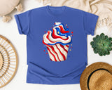 Patriotic Cupcake graphic tee in Flo Blue